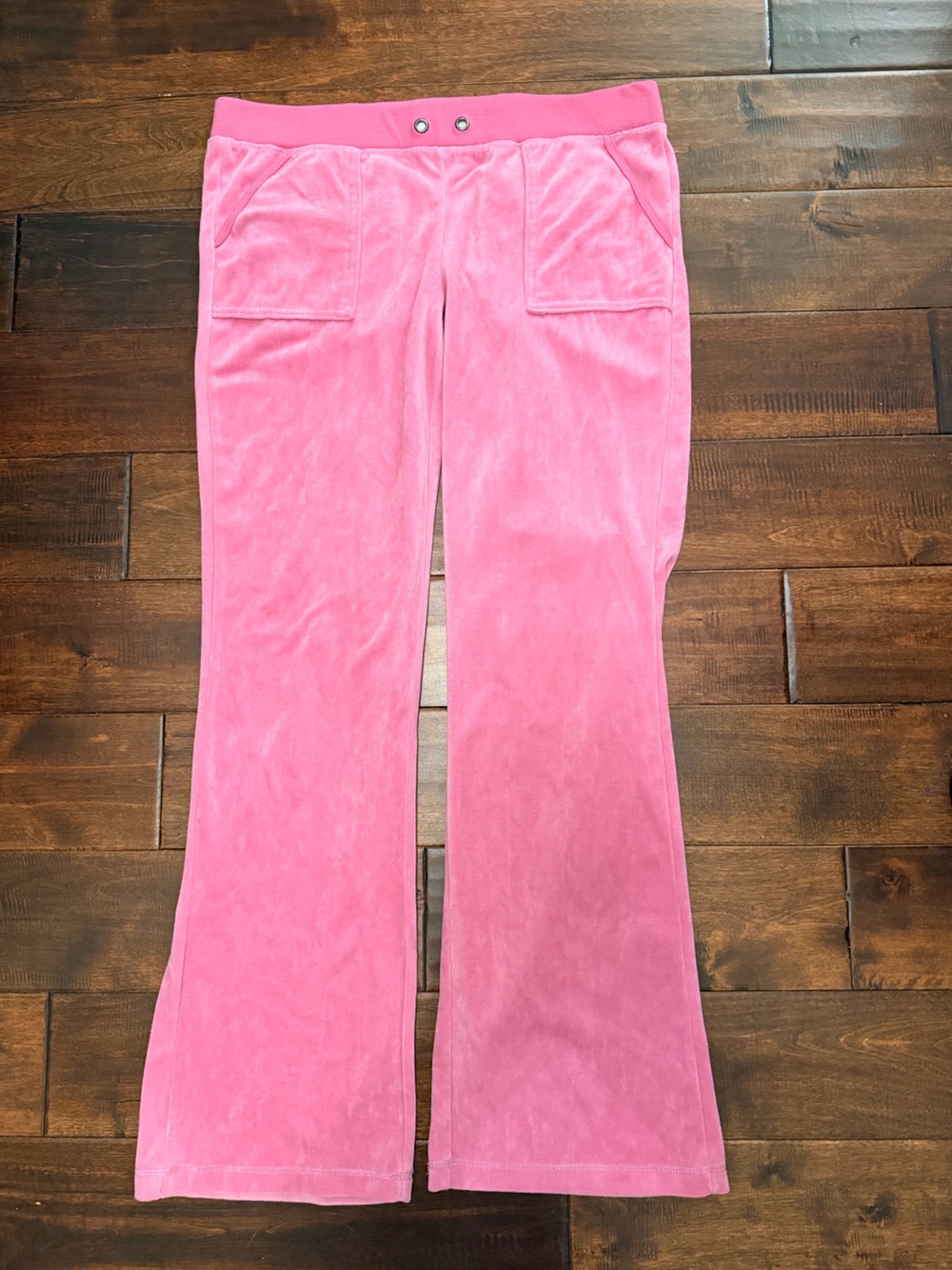 Girls' Pink Velour Jogger Pants with Pocket Detail